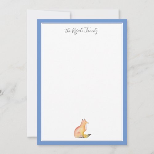 Watercolor Fox Personalized Stationery Note Card