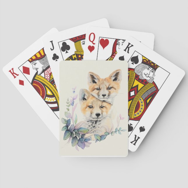 Watercolor Fox Poker Cards (Back)