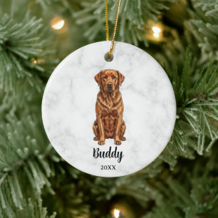 Watercolor Fox Red Labrador Dog Name Pet Memorial Ceramic Ornament