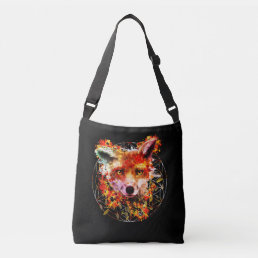 Watercolor Fox Spirit Animal Flower Of Life Crossbody Bag