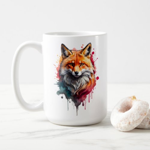 Watercolor Fox Splatter Art Portrait Splash  Coffee Mug
