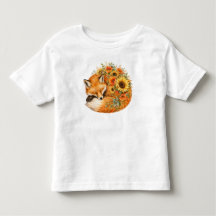 Watercolor Fox Sunflower PNG Autumn Poppies Design