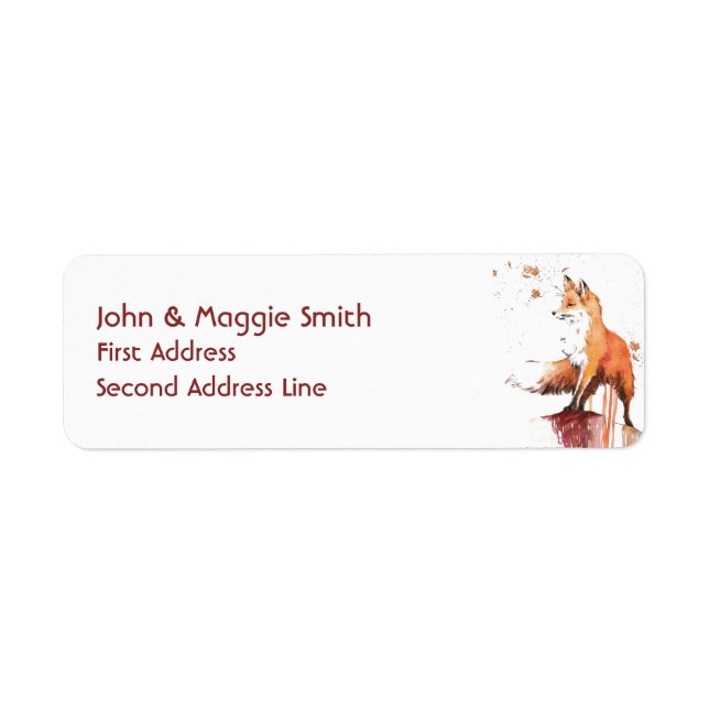 Watercolor Fox Wildlife Animal Nature Art Label (Front)
