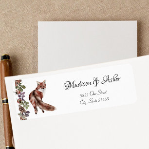 Watercolor Fox Woodland Wildlife Illustration Art  Label