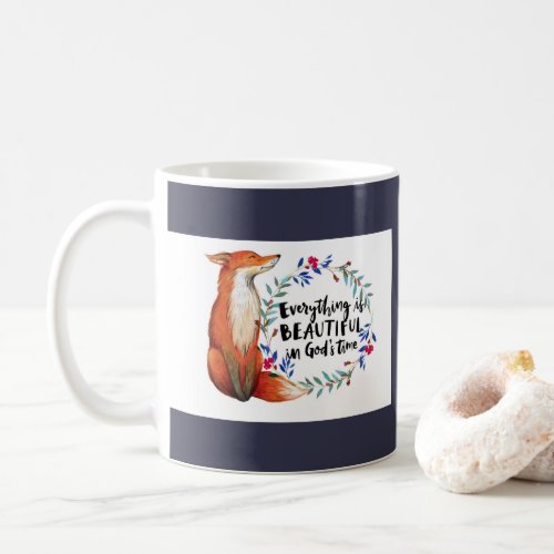 Watercolor Fox Wreath Gods Time Coffee Mug