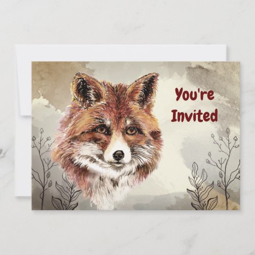 Watercolor Foxes Animal Custom Birthday Invitation