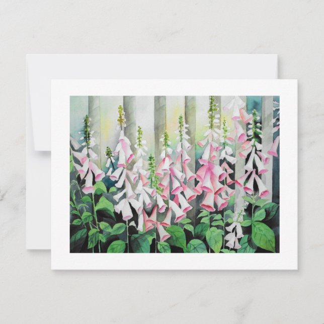 Watercolor Foxgloves Note Card (Front)