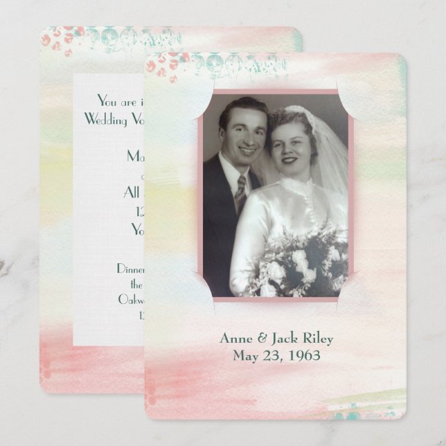 watercolor frame for wedding vow renewal invitation (Front/Back)