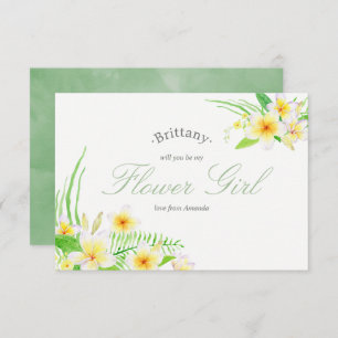Watercolor Frangipani Wedding Be My Flower Girl Invitation