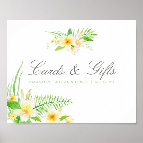 Watercolor Frangipanis Bridal Shower Cards  Gift Poster