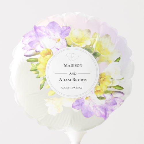 Watercolor Freesia Flowers Wedding Balloon