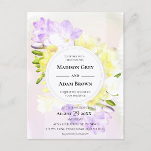 Watercolor Freesia Flowers Wedding Invitation Postcard