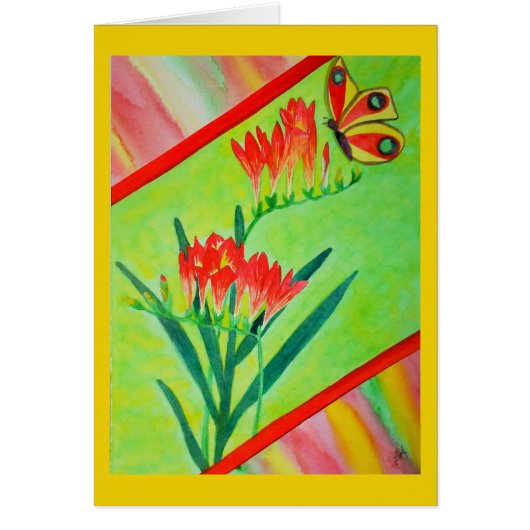 Watercolor Freesias and Butterfly Cards (Front)