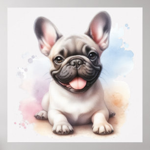 Watercolor French Bulldog Art – Cute Illustrattion Poster