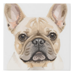 Watercolor French Bulldog Canvas Print Neutral