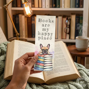 Watercolor French Bulldog Colorful Book Stack Bookmarks