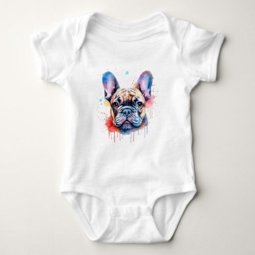 Watercolor french bulldog design baby bodysuit