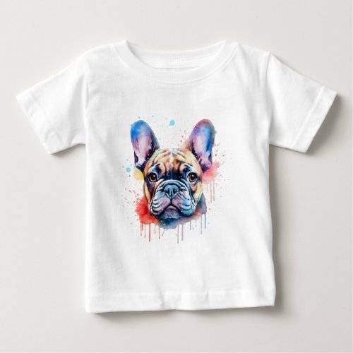 Watercolor french bulldog design baby T_Shirt