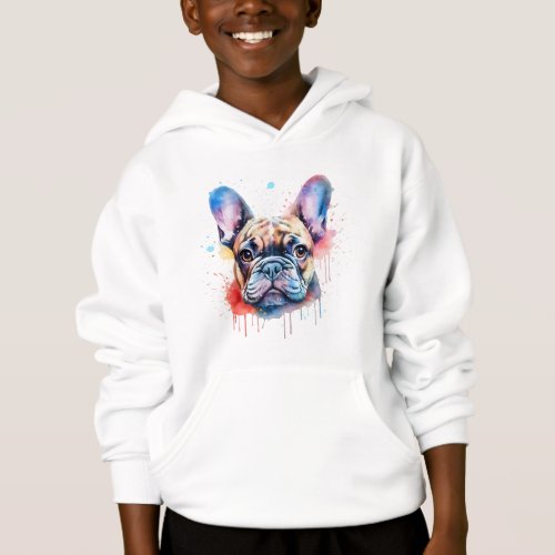 Watercolor french bulldog design hoodie