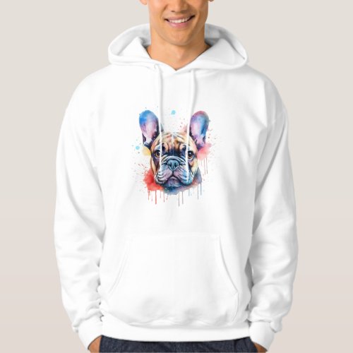 Watercolor french bulldog design hoodie