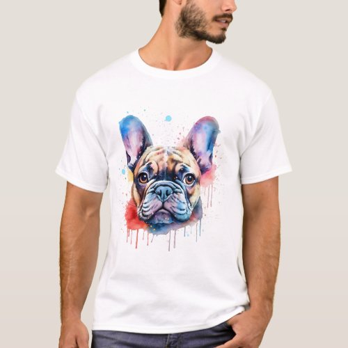 Watercolor french bulldog design T_Shirt