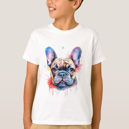 Watercolor french bulldog design T_Shirt