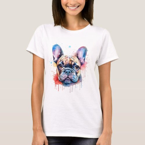 Watercolor french bulldog design T_Shirt