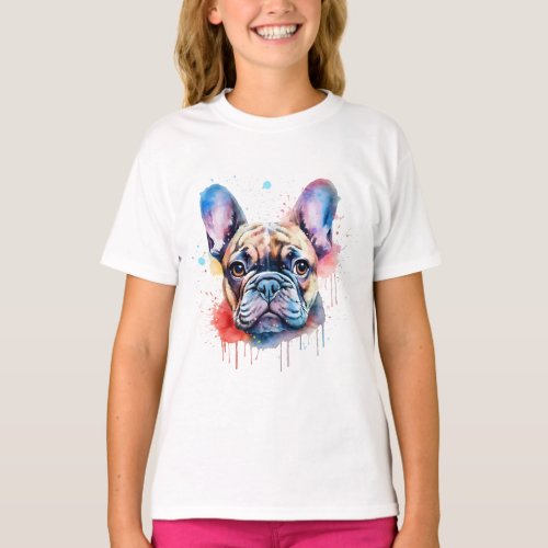 Watercolor french bulldog design T_Shirt