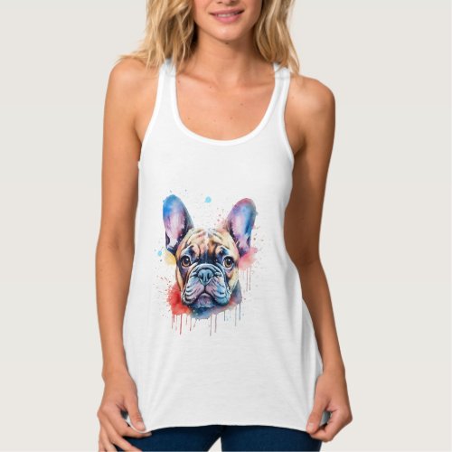 Watercolor french bulldog design tank top