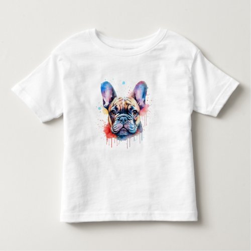 Watercolor french bulldog design toddler t_shirt