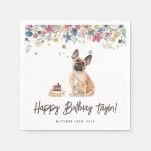 Watercolor French Bulldog Dog Birthday Party Napkins