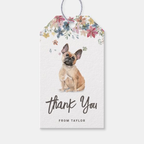 Watercolor French Bulldog Dog Birthday Thank You Gift Tags