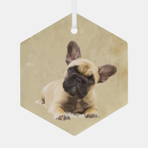 Watercolor French Bulldog Dog Pet Animal Art Glass Ornament