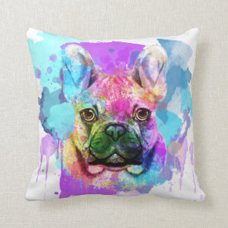 Watercolor French Bulldog, French Bulldog Throw Pillow