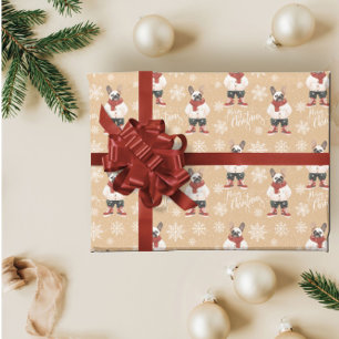 Watercolor French Bulldog Frenchie Christmas Dog Wrapping Paper