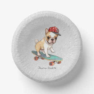 Watercolor French Bulldog Paper Bowl