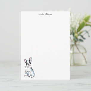 Watercolor French Bulldog Personalized Stationery Note Card