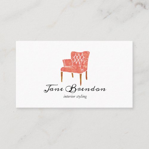 Watercolor French Chair Interior Design Staging Business Card