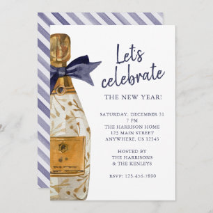Watercolor French Champagne Party Invitation