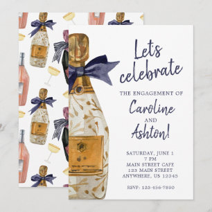 Watercolor French Champagne Party Invitation