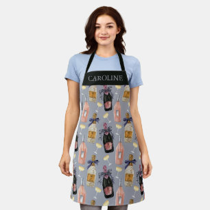 Watercolor French Champagne Personalized Apron
