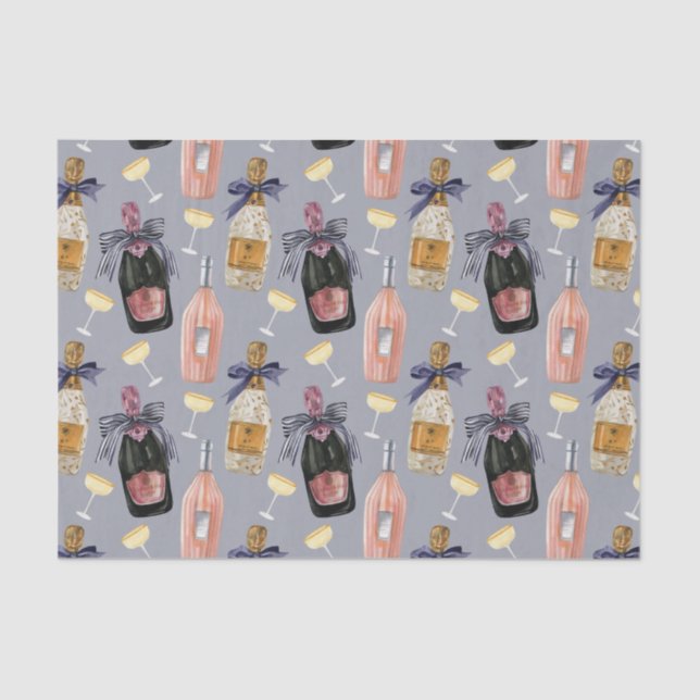 Watercolor French Champagne Tissue Paper (Front)