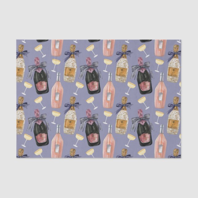Watercolor French Champagne Tissue Paper (Front)
