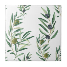Watercolor French Country Chic Green Olive Pattern