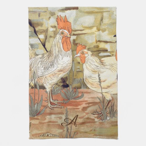 Watercolor French Country Colorful Rooster Kitchen Kitchen Towel