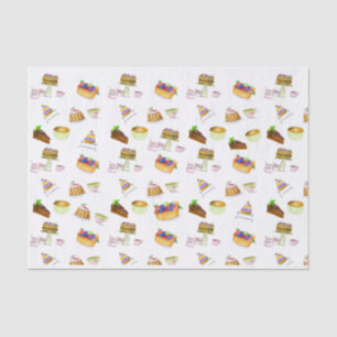 Watercolor French Desserts With Coffees Tissue Paper