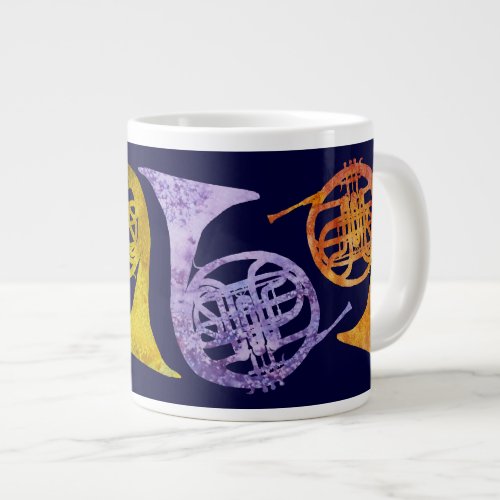 Watercolor French Horns Giant Coffee Mug