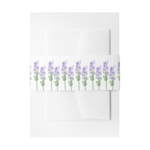 Watercolor French Lavender on White Invitation Belly Band