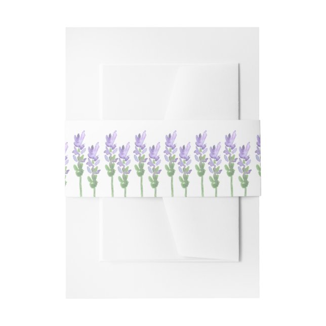 Watercolor French Lavender on White Invitation Belly Band (Front Example)