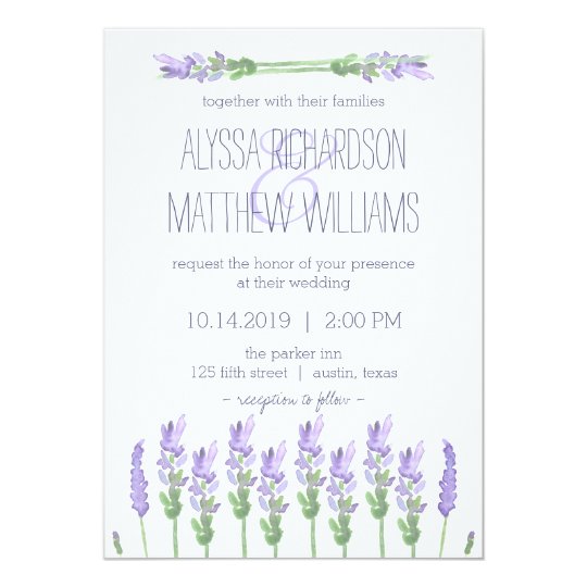 Watercolor French Lavender On White Wedding Invitation Zazzle Watercolor French Lavender On White Wedding Invitation
